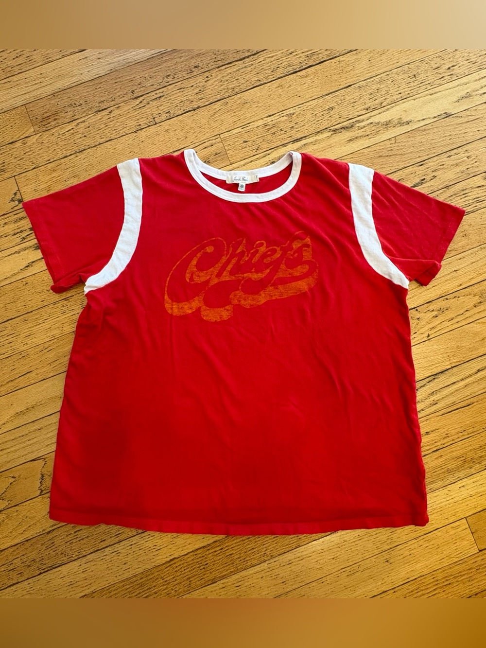 Vintage style ringer tee for Kansas City Chiefs.